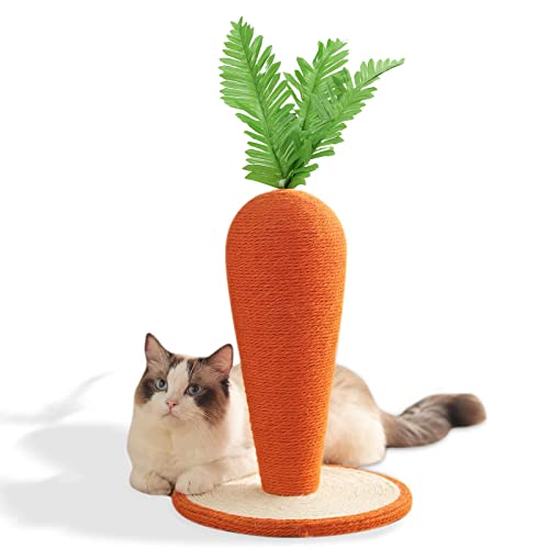 Cuifati Katzen-Karotten-Kratzbaum, Retten Sie die Möbel Katzen-Kratzbaum, 100% brandneue simulierte grüne Blätter, Natürliches Sisal-Haustierspielzeug von Cuifati