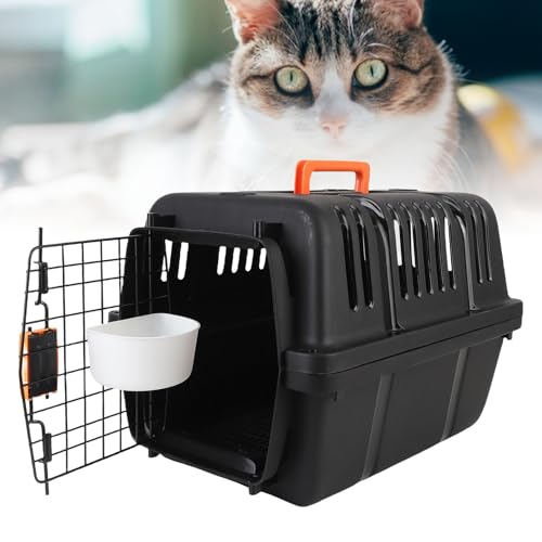 Cuifati Reisestierträger, Große Plastikzwinger Katze Kiste, Tragbares Reisender Haustierzwinger für Kleine Katzen und Hunde, Fluggesellschaften Freundlich, Atmungsaktives Netzdesign (Black) von Cuifati