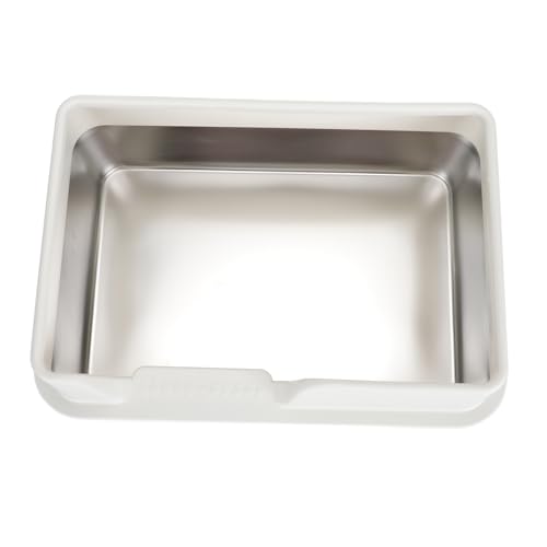 Cuifati Edelstahl-Katzentoilette, Metall-Katzentoilette mit Deckel und Schaufel, Hohe, Spritzwassergeschützte Katzentoilette, Antihaftbeschichtet, Auslaufsicher, Leicht zu Reinigende von Cuifati
