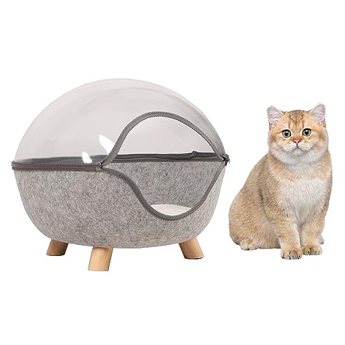 Katzenhöhle mit Transparenter Oberseite, Abnehmbares und Langlebiges Versteck für Katzen, Holzbeine, für Alle Jahreszeiten von Cuifati