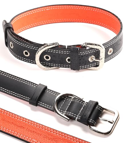 Culacos Leder Halsband kleine Hunde Verstellbare Hunde Zubehör, Schwarz (25-35cm) von Culacos