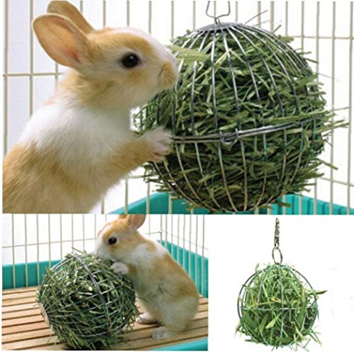 Culer Kaninchen Heuraufe Nahrungsmittelkugel Pet Hamster Edelstahl Überzug Gras Rack-Kugel Lustige Meerschweinchen Chewing Supplies 1pc von Culer