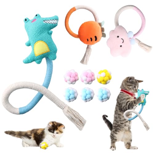 9 Stück Katzenspielzeug, 6 Stück Katzenbälle für Katzen Ball, 3 Beißseilen für Katzen, Buntes Plüsch Katzen Spielzeug mit Glöckchen, Interaktive Beißseil für Katzen Zahnpflege und Gegen Mundgeruch 9 Stück Katzenspielzeug, 6 Stück Katzenbälle für Katzen Ball, 3 Beißseilen für Katzen, Buntes Plüsch Katzen Spielzeug mit Glöckchen, Interaktive Beißseil für Katzen Zahnpflege und Gegen Mundgeruch von Culinavog