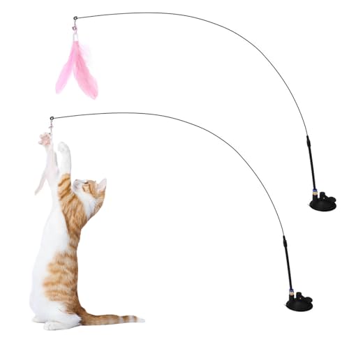 Culinavog 2 Stück Katzenangel Stabil Mit 2 Saugnapfen, Katzenspielzeug Angel Mit Federn, Katzenspielzeug Selbstbeschäftigung, Intelligenz Spielzeug Mit Federn Für Katzen & Kätzchen (Rosa Und Weiß) Culinavog 2 Stück Katzenangel Stabil Mit 2 Saugnapfen, Katzenspielzeug Angel Mit Federn, Katzenspielzeug Selbstbeschäftigung, Intelligenz Spielzeug Mit Federn Für Katzen & Kätzchen (Rosa Und Weiß) von Culinavog