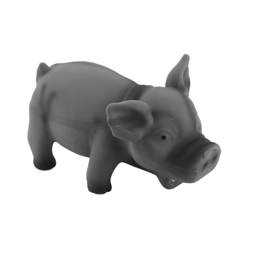 Quietschspielzeug für Hunde, Kauspielzeug aus Latex mit Punkten und einem Oinks-Sound, Quietscher, grunzendes Schweinchen-Hundespielzeug, langlebiges Selbstspiel, 16 x 7,9 x 7,9 (Black pig Toy) von Culnflun