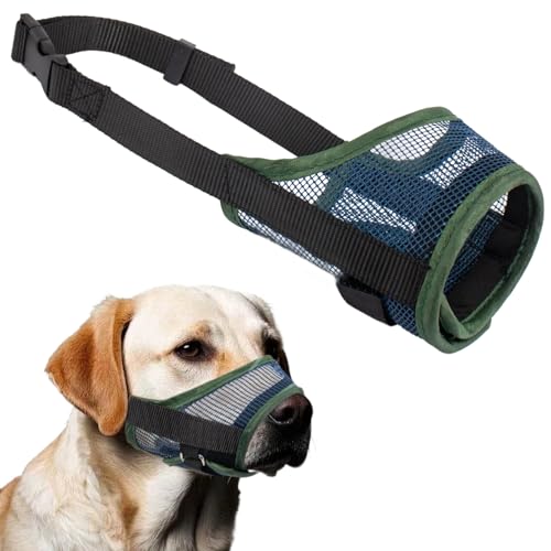 Maulkorb für Hunde, atmungsaktiv, mit verstellbarer Schlaufe und weichem Polster, weicher Netz-Maulkorb für kleine, mittelgroße und große Hunde, Mundschutz zum Trinken von Hecheln von Cunegra