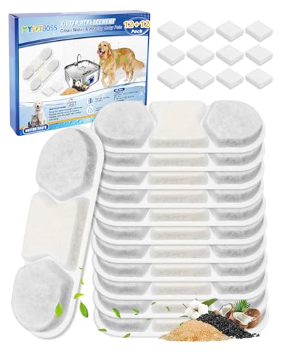 Cunina Ersatzfilter und 12 Vorschwämme für Hunde, Wasserbrunnenfilter, passend für WF120 große Hunde-Wassernapfspender, 12 l, automatischer Haustierbrunnen-Wasserspender, Edelstahl, 12 Stück Cunina Ersatzfilter und 12 Vorschwämme für Hunde, Wasserbrunnenfilter, passend für WF120 große Hunde-Wassernapfspender, 12 l, automatischer Haustierbrunnen-Wasserspender, Edelstahl, 12 Stück von Cunina
