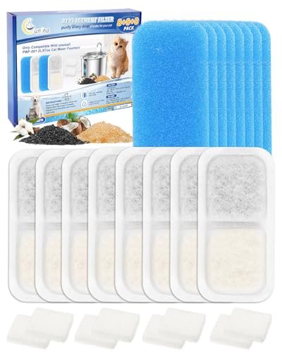 Cunina Katzenwasserbrunnenfilter kompatibel mit oneisall Katzenwasserbrunnen Edelstahl PWF-001 2L/1,899.4 g, Katzenbrunnenfilter Ersatz passend für oneisall, mehrschichtiges Filtersystem, 8 + 8 + 8 von Cunina