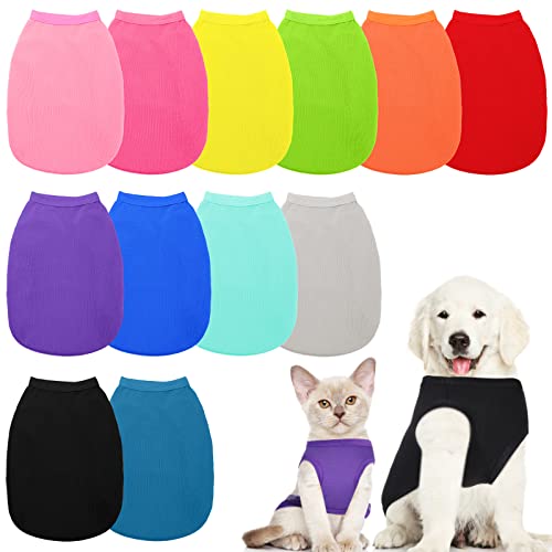 24 Stück Hunde-Shirts Bulk Blank Dog T-Shirt für kleine Hunde, einfarbig, Welpen, Katzen, Sommer, Haustierkleidung, Outfit (L) von Cunno