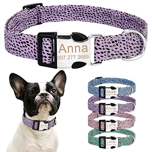 Personalisiertes Hundehalsbänder Set, Benutzerdefinierter Haustiername und Telefonnummer, 4 verstellbare Größen mit Schnellverschluss und D-Ring für Kleine/Mittelgroße/Große Hunde Geeignet(M,Lila) Personalisiertes Hundehalsbänder Set, Benutzerdefinierter Haustiername und Telefonnummer, 4 verstellbare Größen mit Schnellverschluss und D-Ring für Kleine/Mittelgroße/Große Hunde Geeignet(M,Lila) von Cuperay