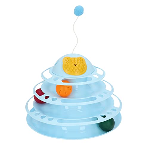 Cuque Cat Turntable Ball Toy, Interactive Cat Tower Track Toy mit Plüschball für Kätzchen (Blau) von Cuque