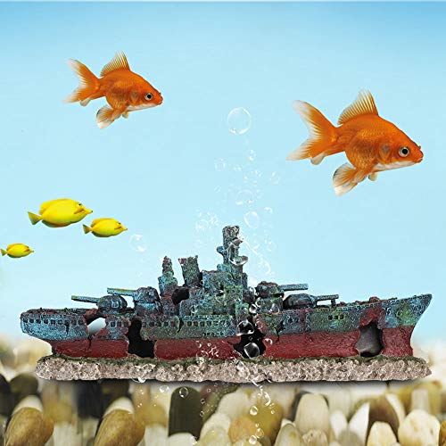 Cuque Dekoration des Fischboots, sinkendes Aquarium, sinkendes Kriegsschiff, Aquarium, Haustiere für Fische von Cuque