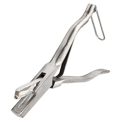 Cuque Edelstahl-Ohrmarkenzange für Schweine, ergonomischer Griff, leichte Tierohrkerbe, um EIN Verrutschen zu verhindern, mit sicherer Schnalle für Ziegen und Rinder (U-Form) von Cuque