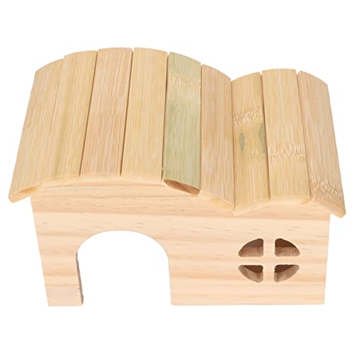Cuque Hamsterhaus aus Holz Bodenloses Holzhaus für Kleintiere, bissfester komfortabler Bambushamster von Cuque