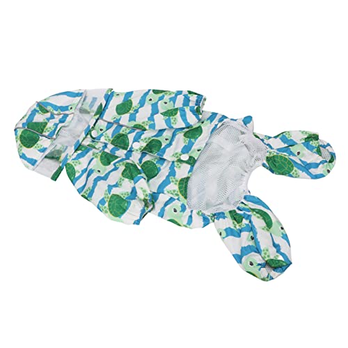 Cuque Hunde-Regenjacke, Polyester-Sicherheitsgurtlöcher, Meeresschildkröten-Muster, Reflektierender Hunde-Regenmantel für den Außenbereich Zum Joggen (M) von Cuque