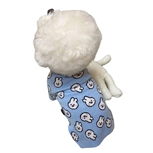Cuque Hundekleidung Helle Farbe Kleiner Hundepullover Weich und Niedlich Bedruckt nach Hause (Blaues Kaninchen M (empfohlenes Gewicht 2,5-4 kg)) von Cuque