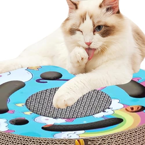 Cuque Katzen-Kratzer-Spielzeug, Langeweile-Entlastung, Gewelltes Kätzchen-Kratzer-Spielzeug, Tragbar 3 in 1 mit Glockenkugel für den Innenbereich (Nettes Muster) von Cuque