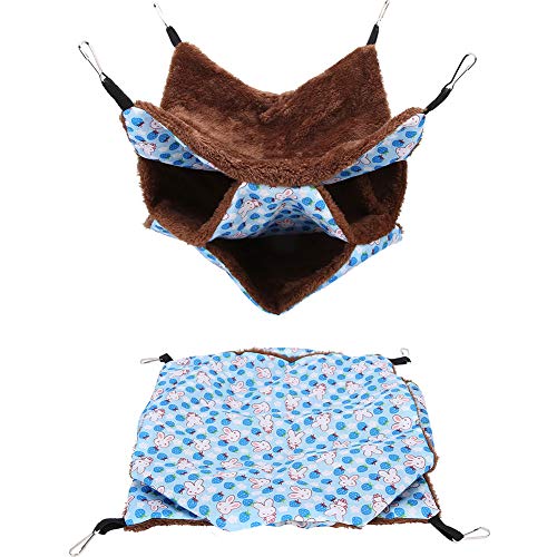 Cuque Verrückter Dreischichtiges Hamster-Hängebett, Schlafsack-Hängebett Gut aussehende feine Verarbeitung Haustier-Hängebett, Birds Sugar Gilder für Hamster-Eichhörnchen(Blue) von Cuque