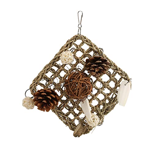 Cuque Papageien-Klettermatten-Spielzeug, aus Seegras Gewebtes Vogel-Kaunetz mit Tintenfischknochen FüR Lovebird Cuque Papageien-Klettermatten-Spielzeug, aus Seegras Gewebtes Vogel-Kaunetz mit Tintenfischknochen FüR Lovebird von Cuque