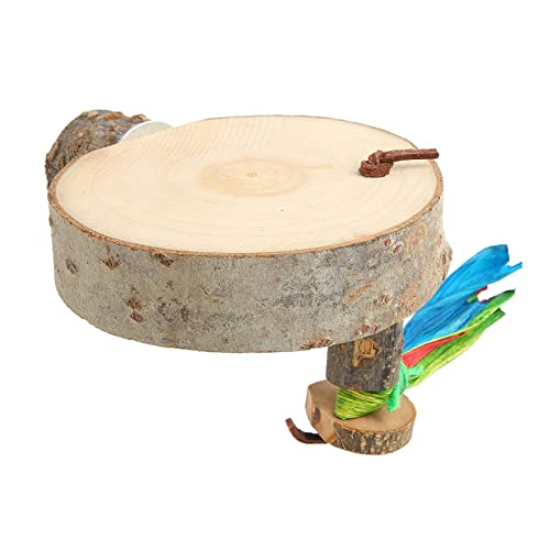 Cuque Runde Vogelständerplattform aus Holz Naturmaterialien Papageiensichere Sitzstangenplattform Handgemachte Bissfeste Einfache Installation für Sittiche (L) von Cuque