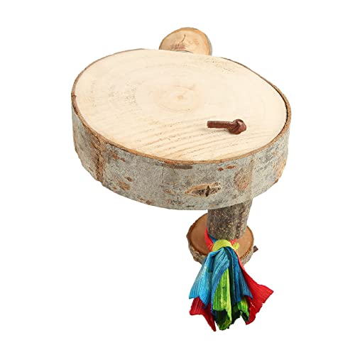 Cuque Runde Vogelständerplattform aus Holz Naturmaterialien Papageiensichere Sitzstangenplattform Handgemachte Bissfeste Einfache Installation für Sittiche (M) von Cuque