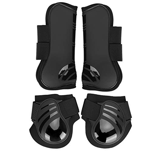 Cuque Verrückter Elastic Horse Tendon und Fetlock Boots, 2 Paar Horse Boot PU Horse Boot, verdickte Beine für das Training(Black, Medium) von Naroote