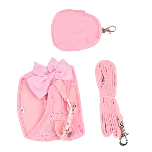 Haustier-Halsband-Set, Strass-Dekoration, bequem, verstellbares Katzenhalsband, niedliche rosa Fliege für Hunde und Haustiere von Cuque