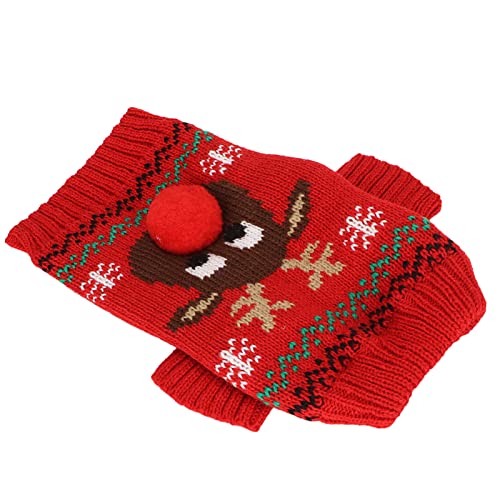 Hundeurlaubspullover, Verdickende Weihnachtselchmuster-Hundeschneepullover, Bequem für Fotos für den Alltag (Rot) von Cuque
