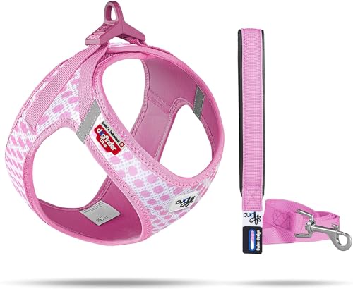 Vest Harness curli Clasp Air-Mesh Pink-Circles M & Leash L von Curli