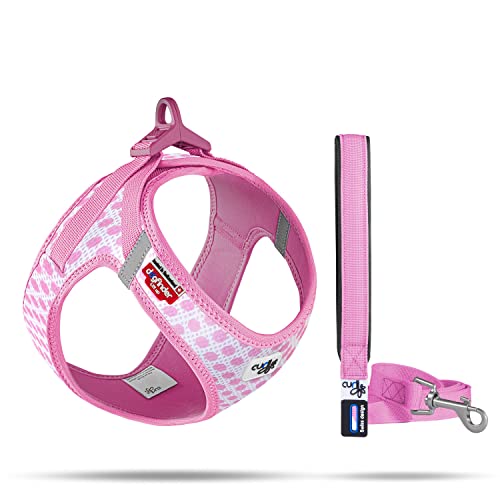 Vest Harness curli Clasp Air-Mesh Pink-Circles XS & Leash M von Curli