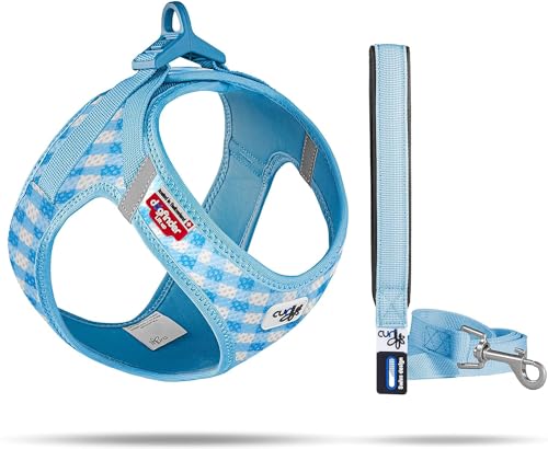 Vest Harness curli Clasp Air-Mesh SkyBlue-Caro S & Leash M Vest Harness curli Clasp Air-Mesh SkyBlue-Caro S & Leash M von Curli