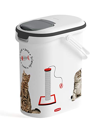 Curver Futter-Container 4kg I 10L, weiß/grau/Love Pets Katzen, 1 Stück (1er Pack), 241098 von Curver