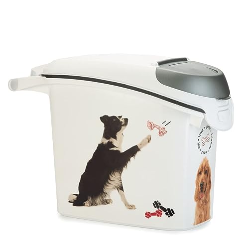 CURVER Futterbehälter für Hunde – 6 kg/15 l – luftdichte Aufbewahrung gegen Gerüche für Hunde – mit Tragegriff – Weiß von Curver