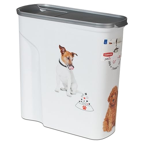 CURVER Kaffeekanne für Hunde – 2,5 kg/6 l – luftdichte Aufbewahrung für Geruchsbildung für Hunde und Kleintiere – Kanne 28 x 12 x 28 cm – Weiß von Curver