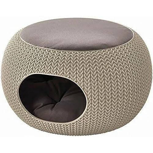 CURVER | Niche Ronde Aspect Tricot Avec Coussin, Sable, Pet Knit, 57.7x56.5x33 cm von Curver