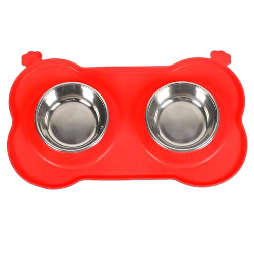 Cushangty Doppelfuttergerichte für Hund, Hund Doppelfütterungsschale - Katzenfutter Doppelschalen Anti-Slip,Einfach zu reinigende Haustiere Welpe Wasserschale für kleine mittelgroße Hunde Katzen Welpe von Cushangty