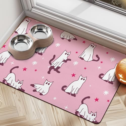 Halloween-Hundefuttermatten für Böden, Rosa, saugfähige Hundenapfmatte für Futter und Wasser, schnell trocknend, Haustierfutter, rutschfeste Haustierbedarf Halloween-Hundefuttermatten für Böden, Rosa, saugfähige Hundenapfmatte für Futter und Wasser, schnell trocknend, Haustierfutter, rutschfeste Haustierbedarf von Cuslnox