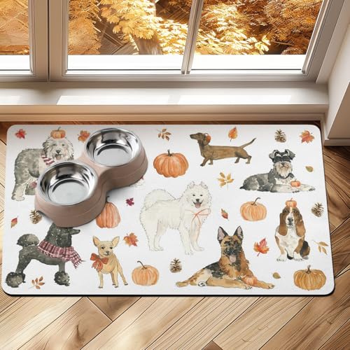 Herbst Hundefuttermatten für Böden, saugfähige Hundenapfmatte für Futter und Wasserspender, schnell trocknende Katzenfuttermatte, Haustierbedarf Herbst Hundefuttermatten für Böden, saugfähige Hundenapfmatte für Futter und Wasserspender, schnell trocknende Katzenfuttermatte, Haustierbedarf von Cuslnox