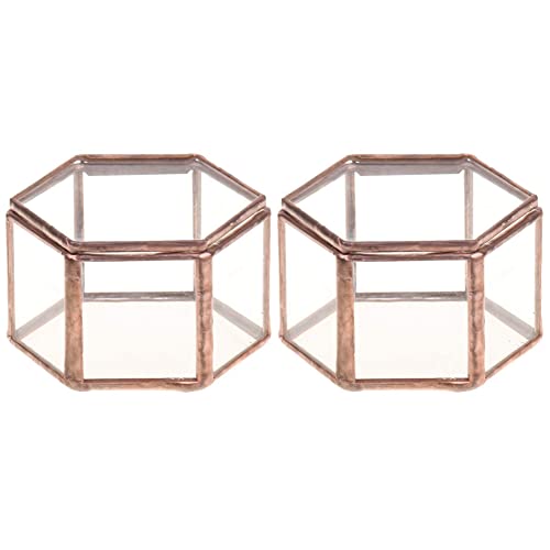 Cusstally 2 x Geometrische Glas-Terrarium-Schmuckschatulle, Glasbox, Sukkulenten-Pflanzgefäß, , Hexagon von Cusstally