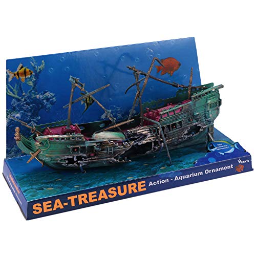 Cusstally Aquarium Dekoration Boot Kunststoff Aquarium Split Shipwreck Fischtank Dekor C von Cusstally