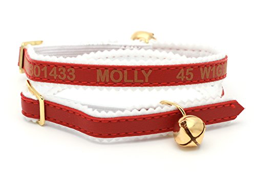 Personalisiertes Halsband für Katze | Schaffen Sie Ihr einzigartiges Tierkennzeichen | Lasergravur (Rot) von CustomDesign.Shop