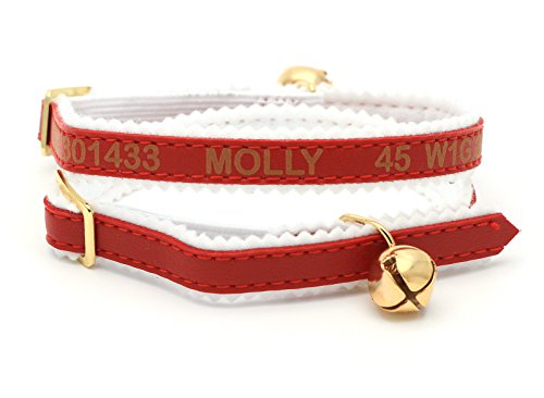 CustomDesign.Shop Personalisiertes Halsband für Katze | Schaffen Sie Ihr einzigartiges Tierkennzeichen | Lasergravur (Rot) von CustomDesign.Shop