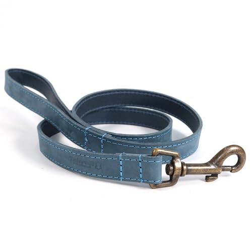 Lederleine Ancol Timberwolf + optionales personalisertes Halsband | 1m lang - Blau von CustomDesign.Shop