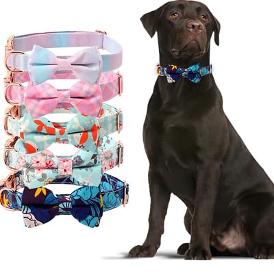 Hundehalsband mit Fliege und Metallschnalle, Hundehalsband mit Schleife, florales Karomuster, Krawattenknoten mit abnehmbarer Fliege für kleine, mittelgroße und große Hunde/Katzen Hundehalsband mit Fliege und Metallschnalle, Hundehalsband mit Schleife, florales Karomuster, Krawattenknoten mit abnehmbarer Fliege für kleine, mittelgroße und große Hunde/Katzen von CustomizeFactory