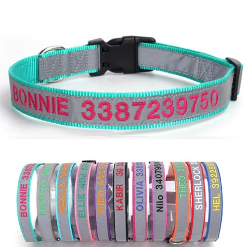 Personalisiertes reflektierendes Hundehalsband mit Haustiernamen und Telefonnummer, besticktes Nylon, maßgeschneidertes Halsband für Welpen, kleine, mittelgroße und große Jungen, Mädchen, Hunde Personalisiertes reflektierendes Hundehalsband mit Haustiernamen und Telefonnummer, besticktes Nylon, maßgeschneidertes Halsband für Welpen, kleine, mittelgroße und große Jungen, Mädchen, Hunde von CustomizeFactory