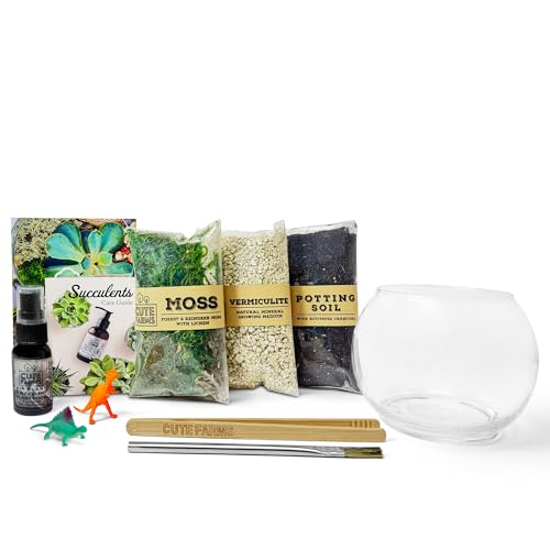 Cute Farms Glas-Terrarium-Set, fügen Sie einfach Ihre eigenen Pflanzen hinzu (eine Glasschale) von Cute Farms