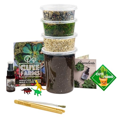 Cute Farms Terrarien-Starter-Set, Moos, Vermiculit, Erde, Kieselsteine, Pflanzennahrung, Fertigungswerkzeuge, BAU- und Pflegeanleitung, DIY-Sukkulenten-Terrarium-Set für Erwachsene und Kinder (großes Cute Farms Terrarien-Starter-Set, Moos, Vermiculit, Erde, Kieselsteine, Pflanzennahrung, Fertigungswerkzeuge, BAU- und Pflegeanleitung, DIY-Sukkulenten-Terrarium-Set für Erwachsene und Kinder (großes von Cute Farms