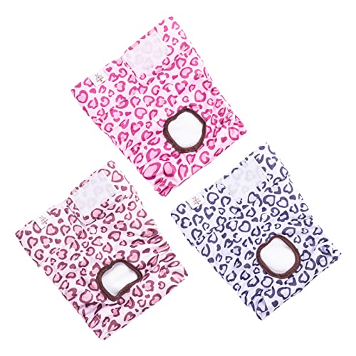 CuteBone 3 Stück Leopard Wiederverwendbare Hundewindeln, Hochsaugfähige Premium-Windeln für Hündchen, Umweltfreundliche Damenbinden Höschen für weibliche Haustiere D54XL-DE von CuteBone