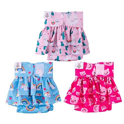 CuteBone 3 Stück Wiederverwendbare Hundewindeln, Hochsaugfähige, waschbare und umweltfreundliche Damenbinden Hundekleider Röcke für weibliche Haustiere QBD01S-DE von CuteBone