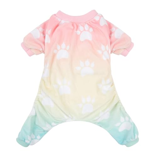 CuteBone Gradient Fußabdruck Hundepyjama für kleine, Mittelgroße Hunde, Weiches Material, Dehnbar Hunde-Strampler, Hunde Winterjacken und mäntel P09S-DE von CuteBone